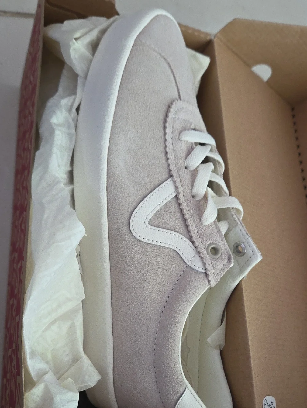 Vans Women's Suede Lace-Up Sneakers in Light Gray and White - Picture 1 of 3